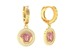 diamond earrings versace 194 jewelry fashion accessories gold man men woman women unisex design ring 3d print model - Mito3D