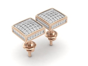 Diamant Ohrringe Frau Schmuck Mode Gold Design Silber druckbar Juwel brillant cad 3d print model - Mito3D
