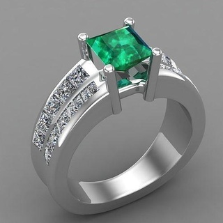 Diamant Smaragd Solitär Ring Schmuck Frauen Engagement druckbar Gold Hochzeit Platin Silber Ringe 3d print model - Mito3D
