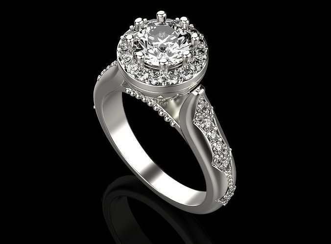 diamant engagement bague bijou bijoux or argent imprimable mariage gemme brillant blanc platine engagem mode beauté anneaux 3D print model - Mito3D