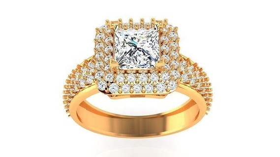 diamante Fidanzamento squillare oro stampabile argento sterlina moda gioiello nozze bellezza gioielleria anelli 3d print model - Mito3D