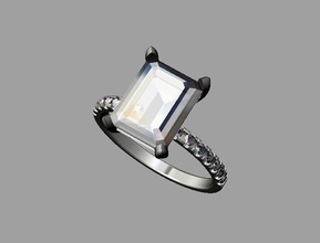 elmas nişan yüzüğü takı emeraldcut zümrüt engagementring yüzük altın Gümüş emeraldring <url> yazdırılabilir fashionring aşk marriedring 3d print model - Mito3D