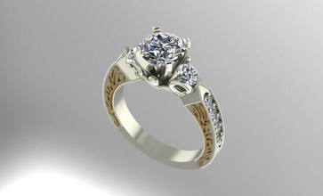diamant engagement ring hochzeit druckbar schmuck ringe 3d print model - Mito3D