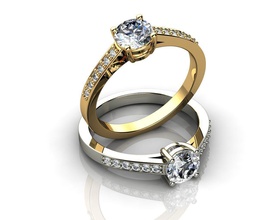 bague de fiançailles en diamant or 18 carats bijoux l'anneau le mariage l'engagement platine les anneaux 3d print model - Mito3D
