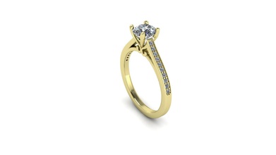 anel de noivado diamante único jóias o engajamento ouro prata rodada corte anéis 3d print model - Mito3D