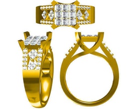 diamond engagement rings cad cam jewelry custom 3dm ring printable wedding stl file tapper baguette 3d print model - Mito3D
