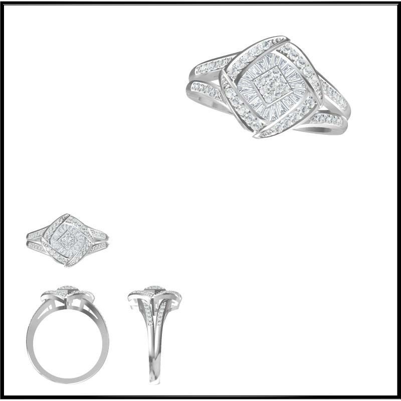 jcd format diamant engagement ringe ring cad benutzerdefiniert schmuck 3dm druckbar hochzeit stl datei tapper stangenbrot 3D print model - Mito3D