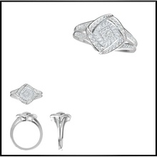 jcd biçim elmas nişan yüzükler yüzük cad özel takı 3dm yazdırılabilir düğün stl dosya tapper baget 3d print model - Mito3D