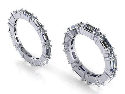 elmas sonsuzluk grup yüzük yemek çubukları yuvarlak taşlar nişan altın takı yazdırılabilir mücevher düğün moda gümüş elmaslar Baget güzellik boyut yüzükler 3d print model - Mito3D