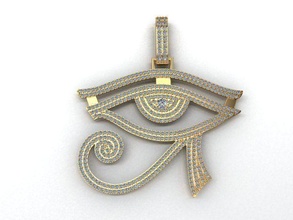 diamante occhio horus collane oro pendente banda male Stampa gioielleria shayeste design argento sterlina stampabile rinoceronte 3d print model - Mito3D