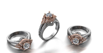 diamond fashion ring jewelry design 56 cad cam work gems rings 3d print model - Mito3D