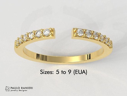 diamante moda anel argolas ouro joalheria paulorani clássico moderno prata pedra preciosa adolescente zodíaco 3d print model - Mito3D
