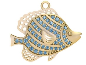 diamond fish pendant 1944 jewelry fashion accessories gold man men woman women unisex design fengshui pendants 3d print model - Mito3D