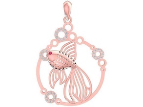 diamond fish pendant 3001 jewelry fashion accessories gold woman women design pendants 3d print model - Mito3D
