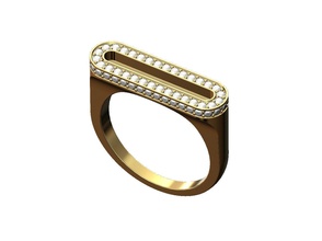 Diamant Slot Ring Schmuck druckbar Gold Silber Signet Siegelring Menring Mode Luxus minimalistisch Aussage mensignet Zubehör Engagement Hochzeit Ringe 3d print model - Mito3D