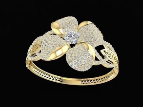 diamond flower bangle 1207 jewelry fashion accessories gold woman women design bracelets 3d print model - Mito3D