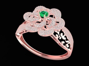 diamond flower bangle 1214 jewelry fashion accessories gold woman women design bracelets 3d print model - Mito3D