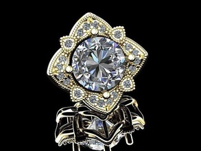 diamond flower earrings 3d model jewelry fashion accessories gold woman women silver printable 3d print model - Mito3D