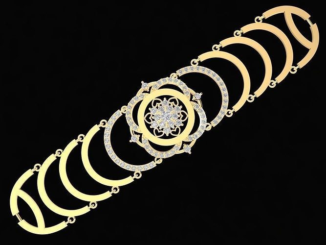 diamant fleur cœur bracelets 3274 bijoux mode accessoires or femme femmes conception 3D print model - Mito3D