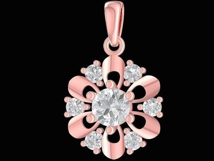 diamond flower pendant 2401 jewelry fashion accessories gold woman women new design pendants 3d print model - Mito3D
