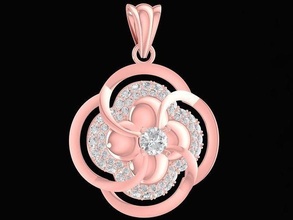 diamond flower pendant 2979 jewelry fashion accessories gold woman women unisex design pendants 3d print model - Mito3D