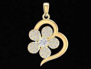 diamond flower pendant women 1231 jewelry fashion accessories gold men woman design pendants 3d print model - Mito3D