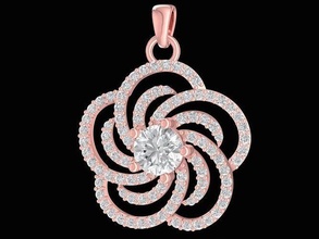 diamond flower pendant women 2501 jewelry fashion accessories gold woman unisex design pendants 3d print model - Mito3D