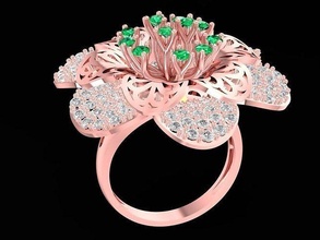 diamond flower ring 1234 jewelry fashion accessories gold woman women design rings 3d print model - Mito3D