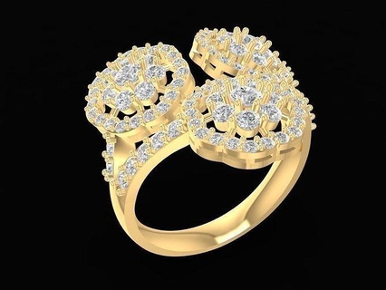 diamante flor anel 1243 joalheria moda acessórios ouro mulher mulheres Projeto argolas 3d print model - Mito3D