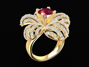 diamond flower ring 1677 jewelry fashion accessories gold woman women design rings 3d print model - Mito3D
