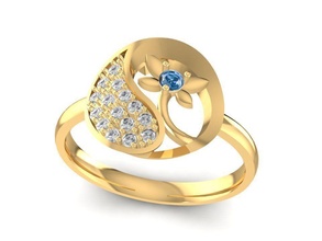 diamond flower ring 1678 jewelry fashion accessories gold woman women design rings 3d print model - Mito3D