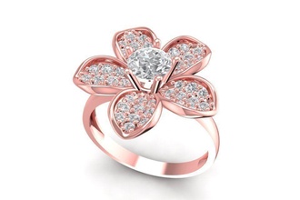 diamond flower ring 1972 jewelry fashion accessories gold man men woman women unisex design fengshui rings 3d print model - Mito3D