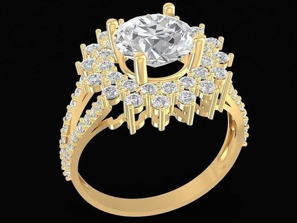 diamant fleur bague 2485 bijoux mode accessoires or femme femmes Nouveau conception anneaux 3d print model - Mito3D