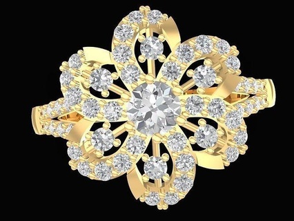 diamond flower ring 2788 jewelry fashion accessories gold woman women new design fengshui rings 3d print model - Mito3D