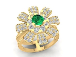 diamante flor anel 935 joalheria moda acessórios ouro mulher mulheres projeto argolas 3d print model - Mito3D
