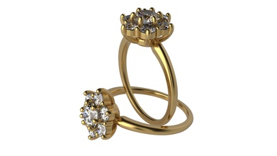 diamante fiore squillare taglia 7 oro argento stampabile gemma brillante gioielleria regalo contento moda bellezza anelli 3d print model - Mito3D