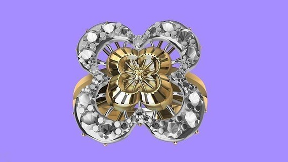 diamond flower ring stl verified jewellery jewelry printable fashion prototyping 3d cad stylish design trendy charm signet designer statement lightweight text engagement wedding pendants 3d print model - Mito3D