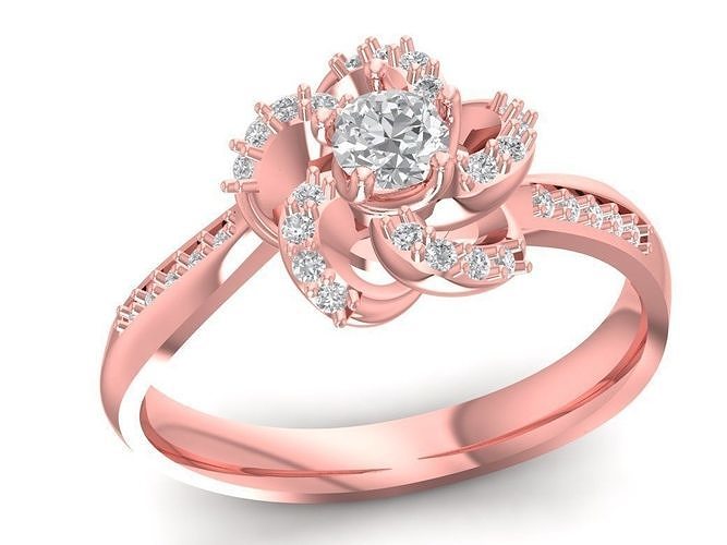 diamante fiore squillare donne gioielleria moda Accessori oro donna design anelli 3D print model - Mito3D