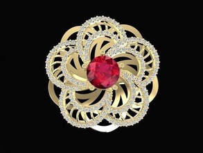 diamante flor anel mulheres 1233 joalheria moda acessórios ouro mulher projeto argolas 3d print model - Mito3D