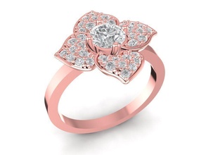 diamante flor anillo mujer 1424 joyería joya moda accesorios oro diseño feng shui anillos 3d print model - Mito3D