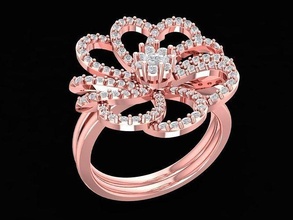 diamond flower ring women 1497 jewelry fashion accessories gold woman design rings 3d print model - Mito3D