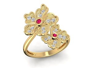 diamante flor anillo mujer 1685 joyería joya Moda accesorios oro hombre hombres unisexo diseño Feng Shui anillos 3d print model - Mito3D