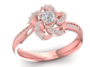 diamond flower ring women jewelry fashion accessories gold woman design rings 3d print model - Mito3D