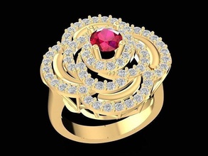 diamant fleur rose bague 3268 bijoux mode accessoires or femme femmes conception anneaux 3d print model - Mito3D