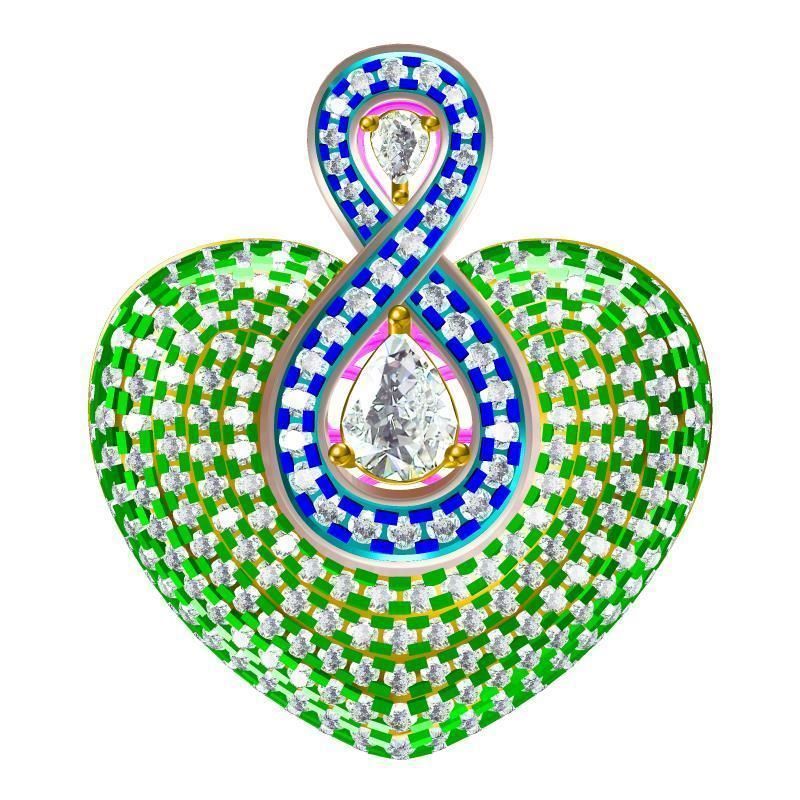jcd formato diamante flor forma colgante pendiente joyería canalla diseño personalizado oro rosado clásico collar cruzar hombres joya colgantes 3D print model - Mito3D