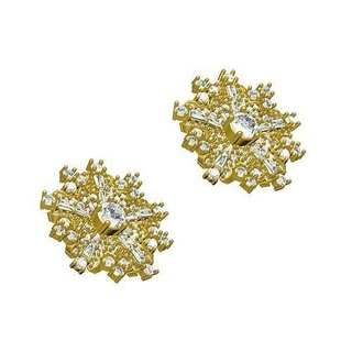 diamante fiore perno orecchino gemma gioielleria oro argento 3d cad design stampabile personalizzare giallo sterline arte cristallo orecchini 3d print model - Mito3D
