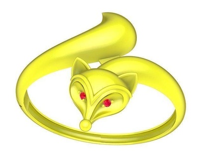 diamond fox bangle 4758 jewelry fashion accessories gold woman women new design bracelets 3d print model - Mito3D