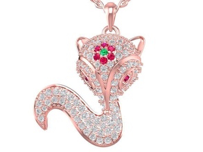 diamond fox pendant 1749 jewelry fashion accessories gold man men woman women unisex design pendants 3d print model - Mito3D