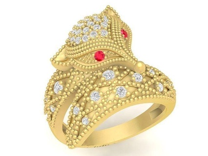 diamond fox ring 3683 jewelry fashion accessories gold woman women new design rings 3d print model - Mito3D