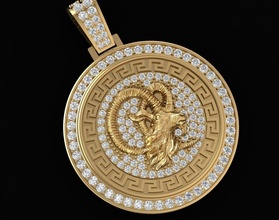 zodíaco diamante cabra mujer colgante pendiente 07 joyería joya moda accesorios oro unisexo diseño colgantes 3d print model - Mito3D